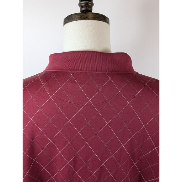 Jos A Bank Leadbetter Golf Mens XL Polo Shirt Maroon Red Argyle Heavy Athletic - Picture 7 of 9